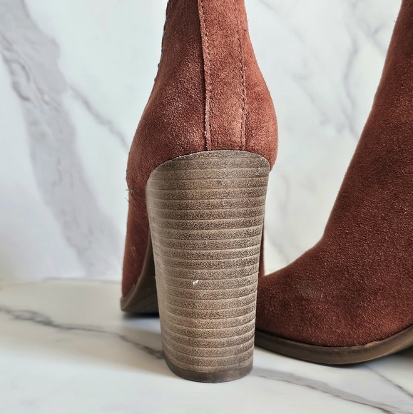 Suede Lucky Brand Lotisha Open Toe Boots Size 10 - Picture 10 of 13